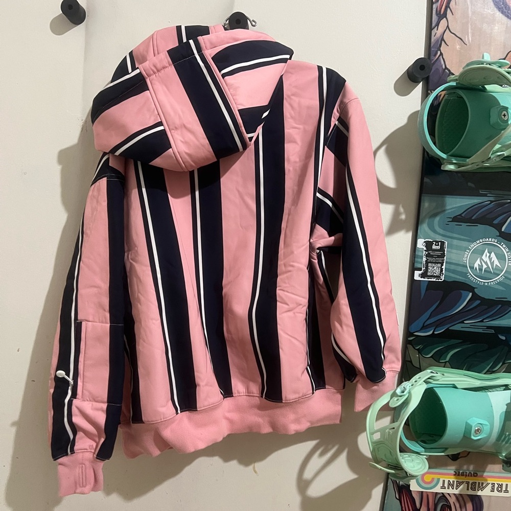 Frenchi Pink and Black Striped Puffer Jacket - Picture 2 of 11
